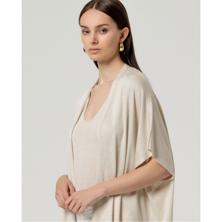 PONCHO Lurex beig