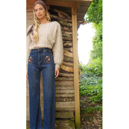 JEANS Fleurs azul