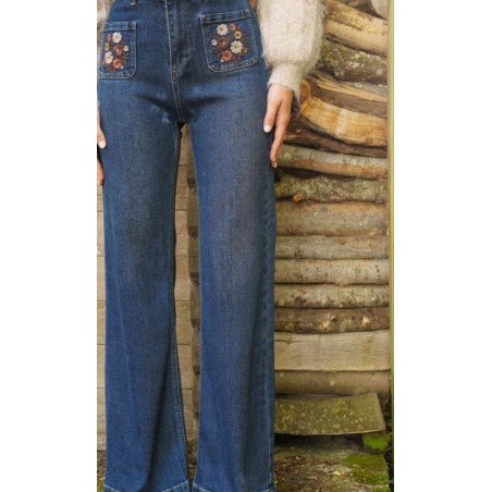 JEANS Fleurs azul